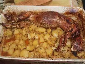 Roasted Rabbit with Stuffing and Potatoes