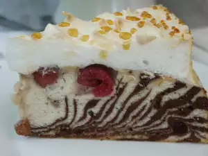 Zebra Cake with Cherries and Chocolate