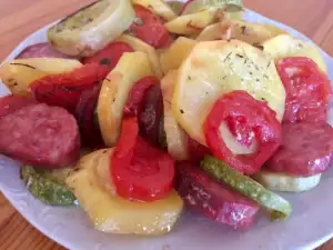 Oven-Baked Vegetabled with Sausage