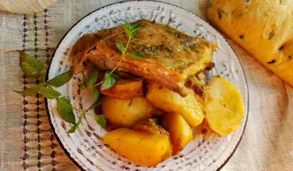 Roasted Lamb Ribs with Potatoes and Spearmint