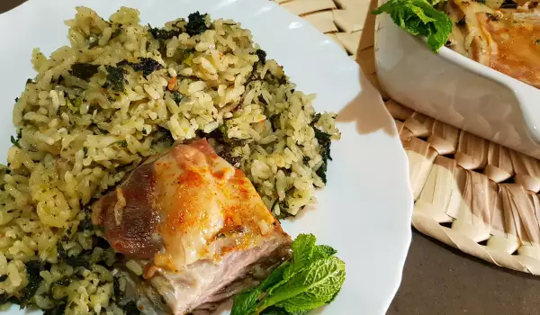 Oven Roasted Lamb Ribs with Nettles and Rice