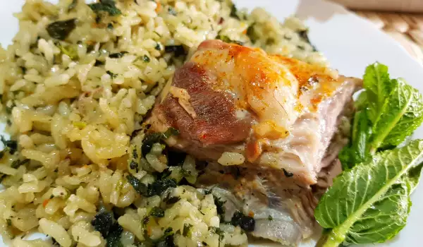 Oven Roasted Lamb Ribs with Nettles and Rice
