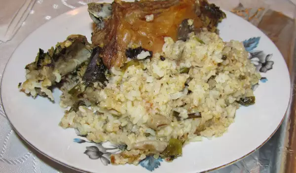 Baked Mutton with Leeks and Rice