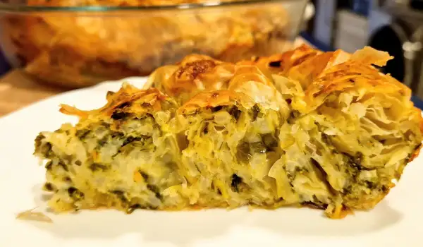 Filo Pastry with Leeks, Rice and Kale