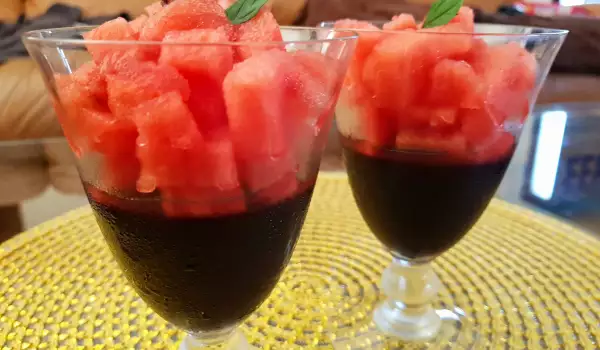 Jelly Vegan Dessert with Blueberries and Watermelon