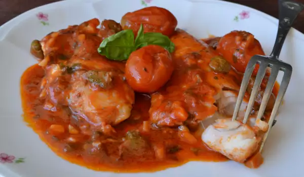 Cod fish with Capers in Tomato Sauce