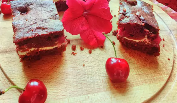 Brownie with Cottage Cheese and Cherries