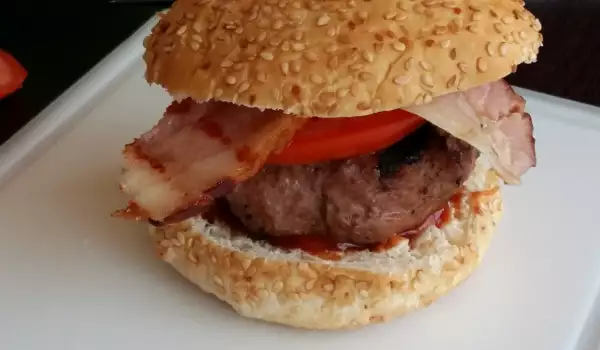 Burger with Bacon and Barbecue Sauce