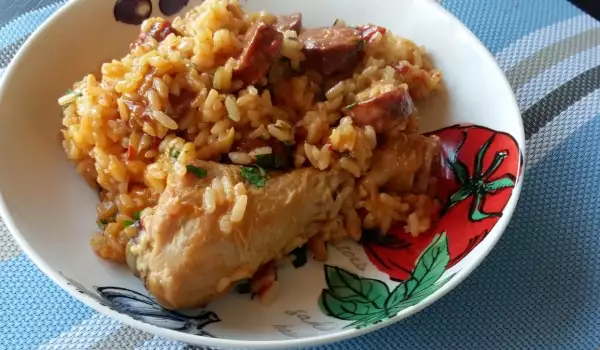 Chicken Drumsticks with Chorizo and Rice