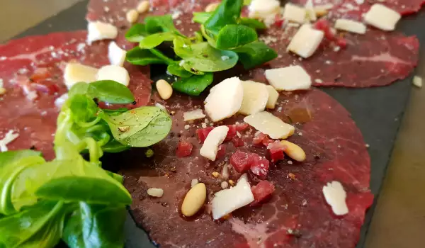 Beef Carpaccio with Jamon, Parmesan and Baby Spinach
