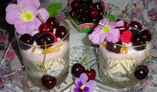 Cherry Triffle with Cherry Liqueur and Amaretti