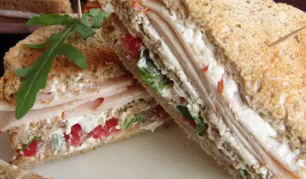 Philadelphia and Turkey Club Sandwich