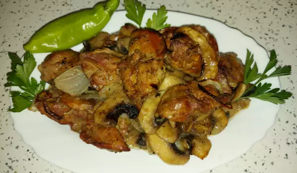 Baked Chicken Livers with Onions and Mushrooms