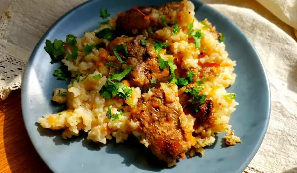 Rice with Chicken Livers, Onions and Carrots