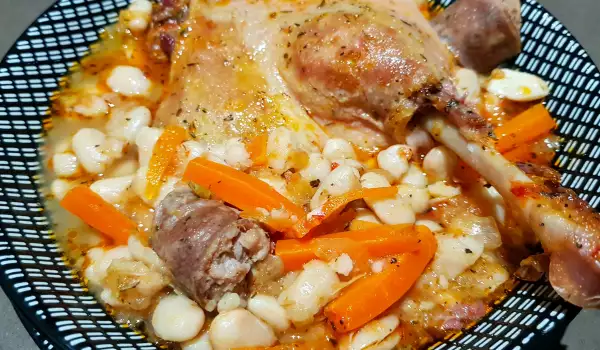Duck Leg Confit with White Beans and Sausage
