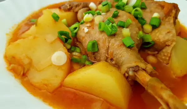 Duck Stew with Potatoes and Fresh Garlic