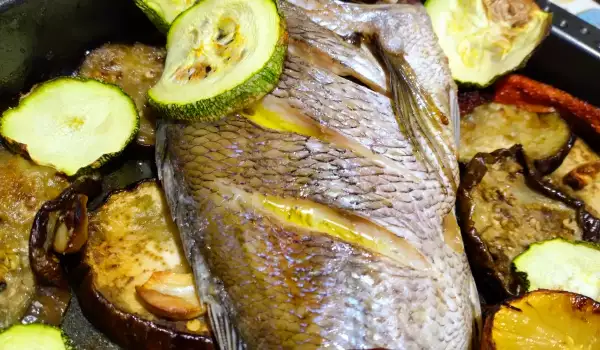 Oven-Baked Red Sea Bream with Eggplant and Zucchini