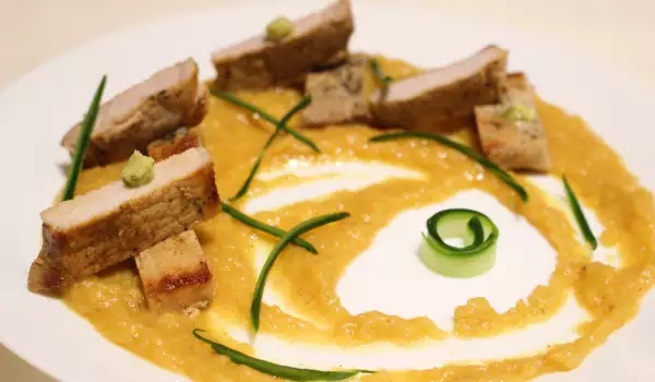 Pork Fillets with Red Lentil Puree and Herb Butter