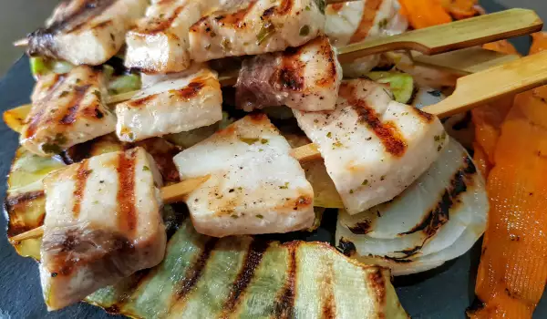 Grilled Fish and Vegetable Skewers