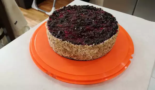 Homemade Frech Country-Style Cake with Blueberries