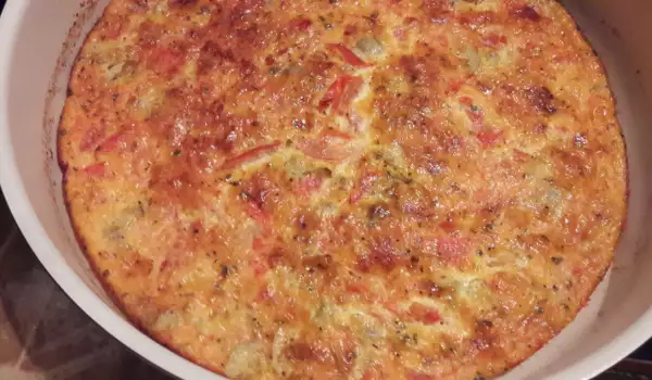 Frittata with Mushrooms, Tomatoes and Yellow Cheese