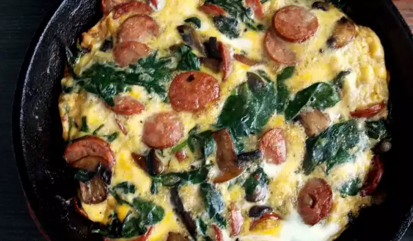 Frittata with Spinach, Sausage and Mushrooms