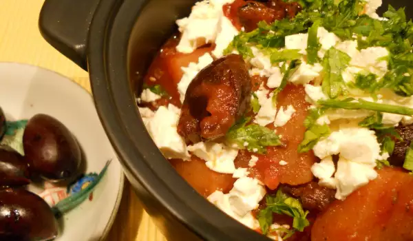 Greek Potato Stew with Olives and Feta Cheese
