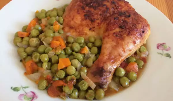 Oven-Baked Chicken Drumsticks with Peas
