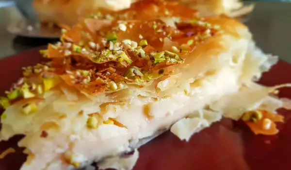 Traditional Greek Filo Pastry Pie with Cream