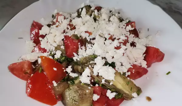 Greek Salad with Eggplant and Tomatoes