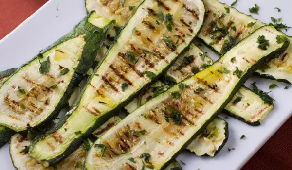 Zucchini Strips on a Grill Pan