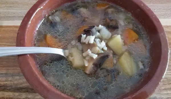 Mushroom Soup with Rice and Potatoes
