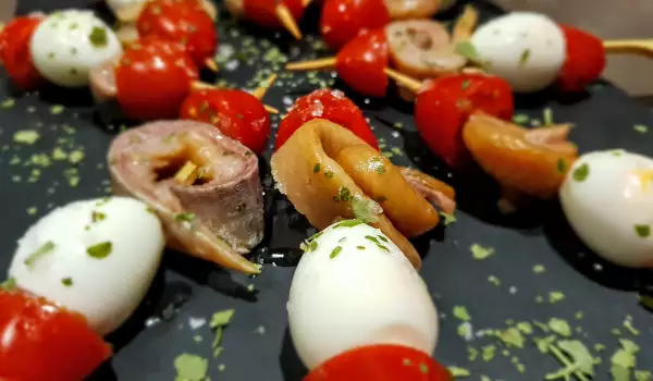 Festive Bites with Herring and Quail Eggs