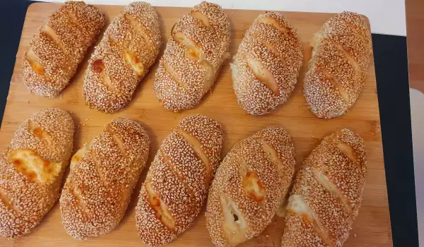Bread Buns with Cheese and Sesame Seeds (Simit Pogaca)
