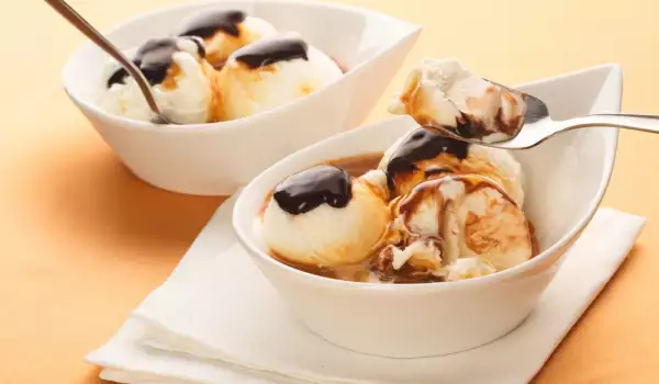 Homemade Ice Cream with Caramel and Nuts