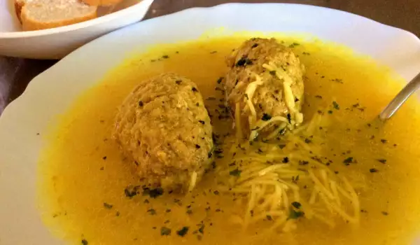 Traditional Spanish Soup with Meat Croquettes