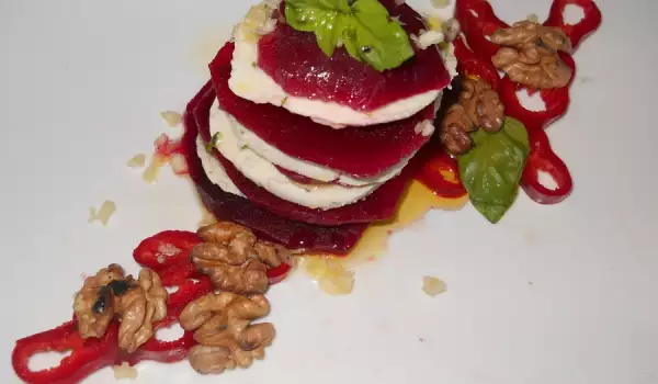 Caprese with Beetroot and Basil Mozzarella