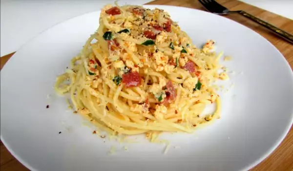 Spaghetti Carbonara and Peppers