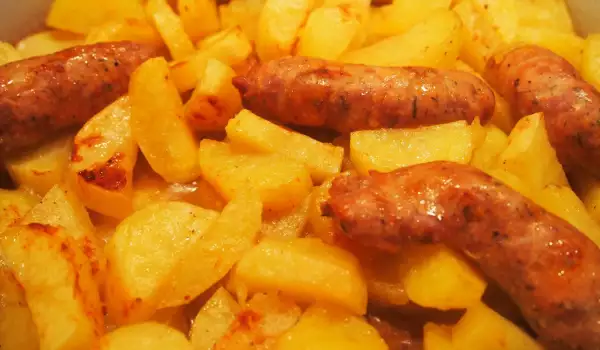 Baked Potatoes with Sausages