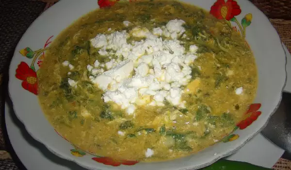 Porridge with Spinach, Feta Cheese and Eggs