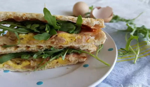 Club Sandwich with Chicken Fillet, Egg and Bacon