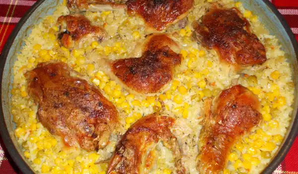 Homemade Chicken with Rice, Peas and Corn