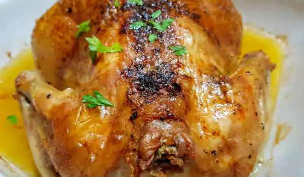 The Most Tender Roasted Chicken with Beer and Butter
