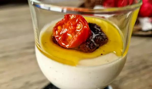 Parmesan Cream with Cherry Tomatoes and Olive Paste