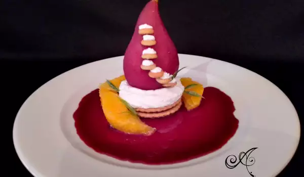 Poached Pears in Aromatic Red Wine Sauce