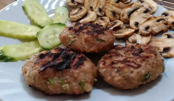 Meatballs with Parsley, Celery and Grilled Mushrooms