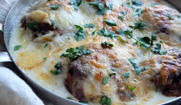 Cheesy Bechamel Covered Meatballs