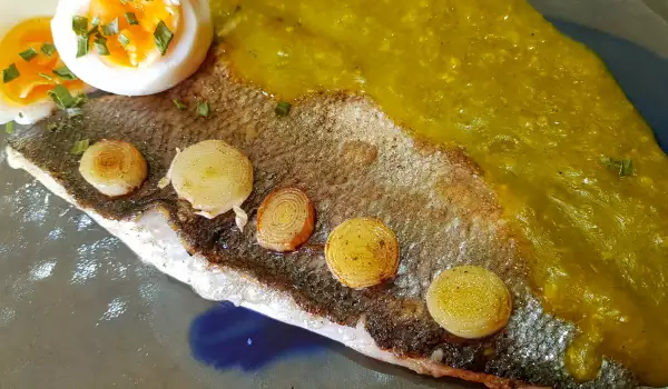 Pan-Seared Sea Bass with Leek and Saffron Sauce
