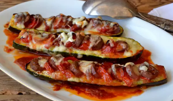 Zucchini Boats with Sausage and Mozzarella