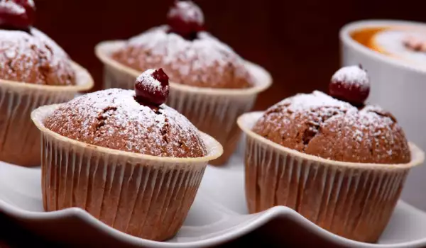 Chocolate Cupcakes with Cherry Jam